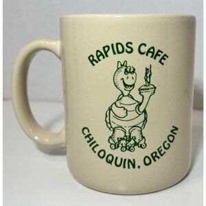 Vintage Rapids Cafe Oregon Diner Mug Rollerskating Turtle Restaurant Ware